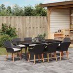 vidaXL Ensemble de Salle à Manger de Jardin 9 Pièces en Poly Rattan Noir