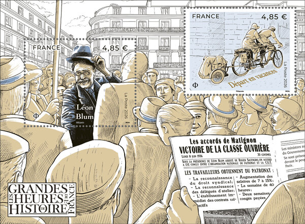 Bloc 2 timbres - Les grandes heures de l'Histoire de France - 2026 - Lettre internationale