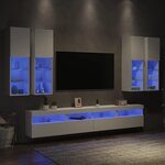 vidaXL Ensemble de meubles TV muraux 7 Pièces avec lumières LED blanc