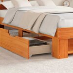 vidaXL Cadre de lit avec tiroir Marron 140 x 190 cm Bois massif en pin
