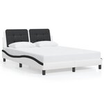 vidaXL Cadre de lit avec LED sans matelas blanc et noir 140x190 cm