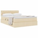 vidaXL Lit avec rangement et matelas avec matelas Crème 140 x 190 cm