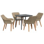 vidaXL Ensemble de salle à manger de jardin 5 pièces en poly rattan beige