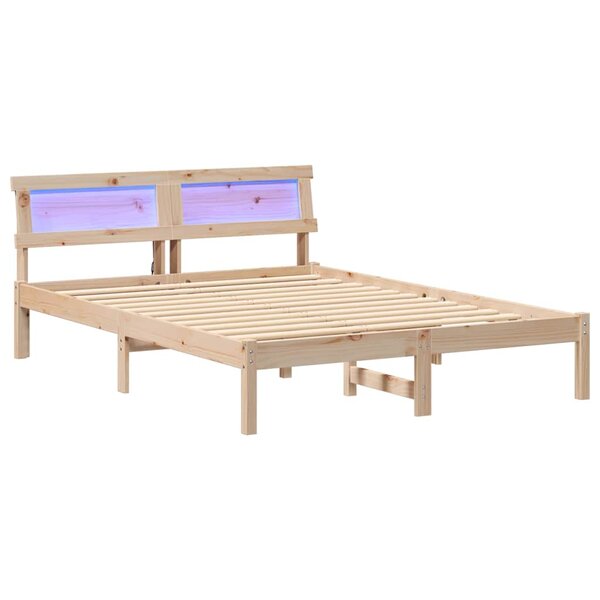 vidaXL Cadre de lit avec tête de lit Marron 140 x 190 cm Pin massif