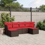 vidaXL Salon de jardin 6 Pièces avec coussins marron résine tressée