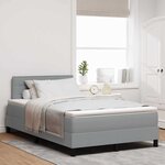 vidaXL Lit à ressort avec matelas et lumière LED grise 120x190 cm en tissu