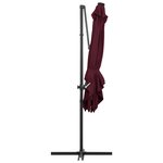 vidaXL Parasol de jardin en porte-à-faux lumières LED rouge bordeaux