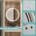 Miroir de salle de bain led ø 60 cm avec 3 eclairages interrupteur tactile et fonction anti-buée 20_0008910