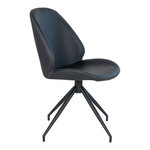 Chaise de salle à manger pivotante noire en tissu avec pieds noirs