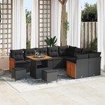 vidaXL Ensemble de canapé de jardin 12 Pièces Noir 80 x 80 x 71 cm