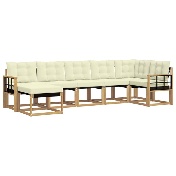 vidaXL Ensemble de canapés d'extérieur 7 pc Blanc et crème