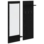 vidaXL Porte-manteau mural avec étagère avec stockage avec miroir Chêne Noir 70 x 10 x 90 cm