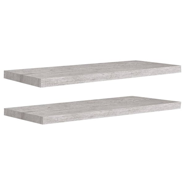 vidaXL Étagères murales flottantes 2 Pièces gris béton 80x23 5x3 8 cm MDF