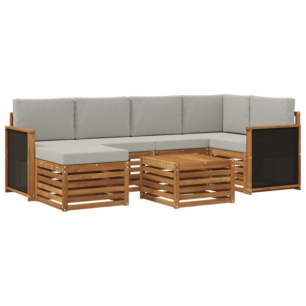 vidaXL Ensemble de canapés d'extérieur 6 pc Naturel et gris clair