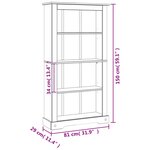 vidaXL Bibliothèque 4 niveaux Gamme Corona Pin mexicain 81x29x150 cm