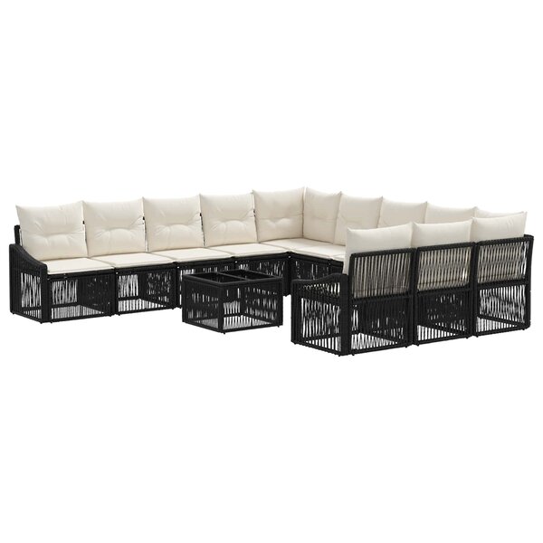 vidaXL Ensemble de canapé de jardin 12 Pièces Noir polyrotin
