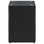 vidaXL Tables d'appoint 3 Pièces et dessus en verre Noir Résine tressée
