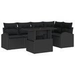 Ensemble de Canapé de Jardin 6 Pièces avec Coussins Rattan Poly Noir vidaXL