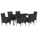 vidaXL Ensemble de salle à manger pour jardin 7 Pièces Noir Poly rotin