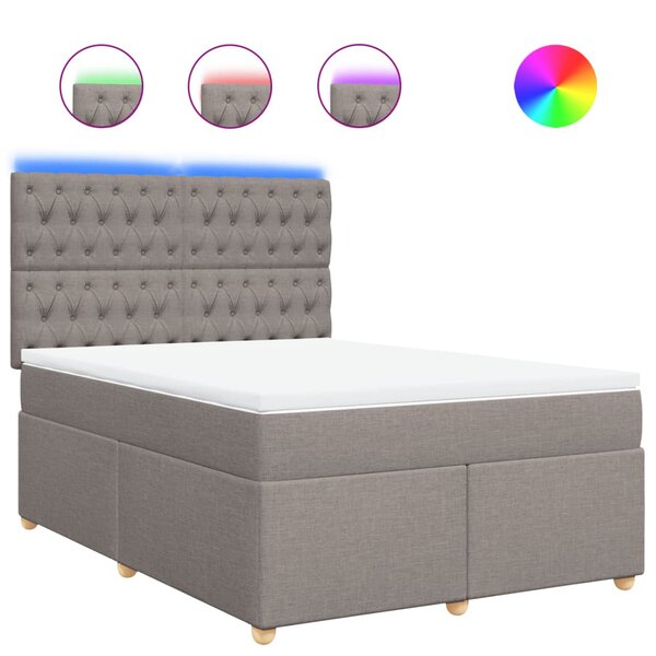 vidaXL Sommier à lattes de lit avec matelas Taupe 140x200 cm Tissu