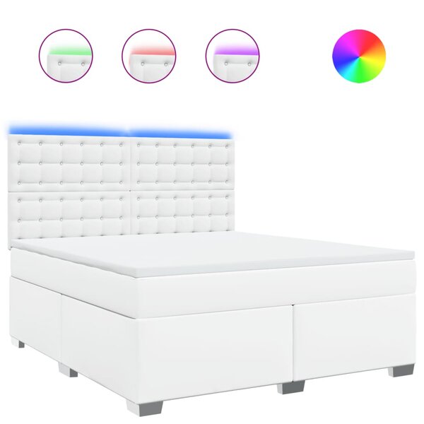 vidaXL Sommier à lattes de lit avec matelas Blanc 180x200cm Similicuir