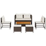 vidaXL Ensemble de canapés d'extérieur Marron et Crème Rotin  Bois  Tissu