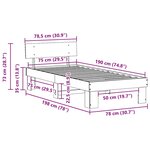 vidaXL Cadre de lit avec tête de lit Brun cire 75 x 190 cm Pin massif