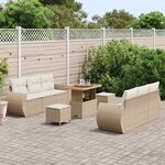 vidaXL Ensemble de canapé de jardin 9 Pièces Beige et crème polyrotin