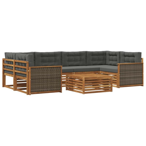 vidaXL Ensemble de canapés d'extérieur 7 pc Naturel et Anthracite
