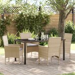 vidaXL Ensemble de salle à manger pour jardin 5 Pièces Beige Poly rotin
