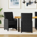vidaXL Chaises de Salle à Manger avec Roues 2 Pièces Noir 58 x 67 x 97 cm