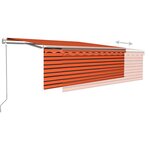 vidaXL Auvent automatique rétractable avec store 4x3m Orange et marron