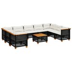 vidaXL Salon de jardin 10 Pièces avec coussins noir résine tressée