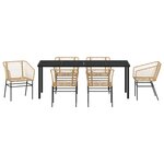 vidaXL Set de jardin 7 pièces Marron Rattan Poly
