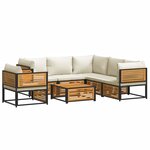 vidaXL Salon de jardin avec coussins 7 Pièces bois massif d'acacia