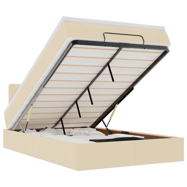 vidaXL Cadre de lit ottoman avec matelas crème 120x190 cm tissu