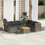 vidaXL Salon de jardin 8 Pièces avec coussins gris résine tressée