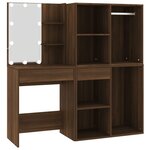 vidaXL Coiffeuse à LED avec armoires Chêne marron Bois d'ingénierie