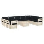 vidaXL Salon de jardin palette 10 Pièces avec coussins bois d'épicéa