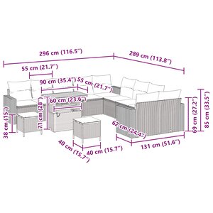 vidaXL Ensemble de canapé de jardin avec coussin 17 Pièces Noir polyrotin