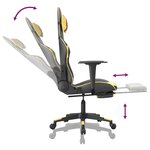 vidaXL Chaise de jeu avec repose-pied Noir et doré Similicuir