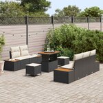 vidaXL Ensemble de canapé de jardin avec coussin 8 Pièces Noir et Crème