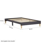 Lit capitonné 90x200 cm avec lattes en tissu gris