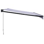 vidaXL Auvent rétractable bleu et blanc 4x3 m tissu et aluminium