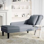vidaXL Fauteuil long et coussin et accoudoir droit gris foncé velours