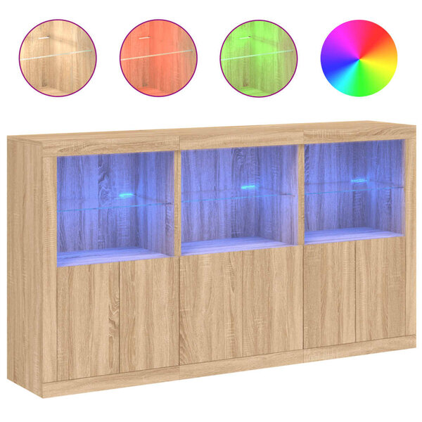 vidaXL Buffet avec lumières LED chêne sonoma 181 5x37x100 cm