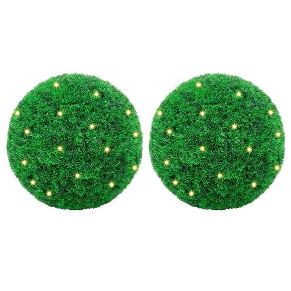 vidaXL Boules de buis artificielles avec lumières LED 2 Pièces vert 27 cm