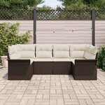 vidaXL Ensemble de canapé de jardin 6 Pièces Marron Poly rotin