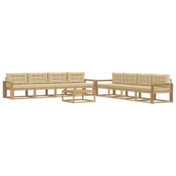 vidaXL Ensemble de canapés d'extérieur 9 pc Blanc et Beige Polyester