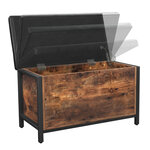 Banc de rangement siège rembourré bout de lit pour couloir chambre salon en métal montage facile style industriel pu noir marron rustique 12_0004171